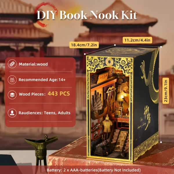 DIY Book Nook Kit 3D Miniature Bookshelf Insert Decor Craft For Adults - Image 2