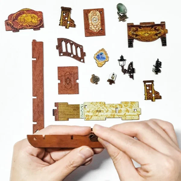 DIY Book Nook: Magic Bookstore Wooden Model Kit with LED for Kids - Image 8