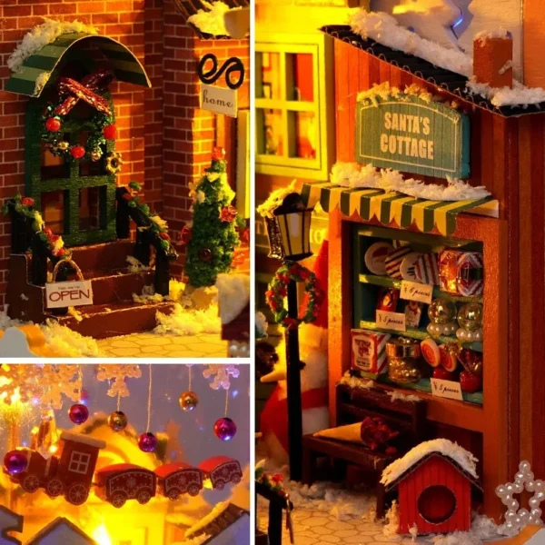 DIY Book Nook Wooden Shelf Insert Miniature Christmas Dollhouse Kit - Image 5