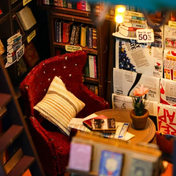 DIY Book Nook Kit 3D Wooden Miniature Model With LED Light - Image 4