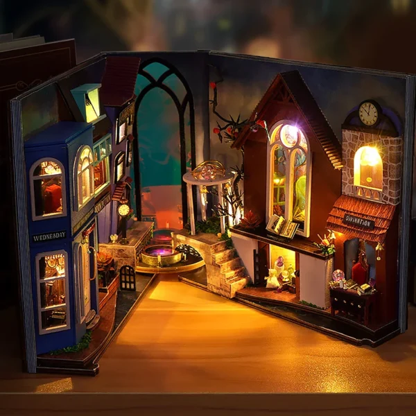 DIY Book Nook Kit: 3D Wooden Puzzle Bookend Shelf Insert for Home Decoration