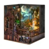 DIY Book Nook Magic Town Wooden Puzzle Light Bookshelf Model Kit