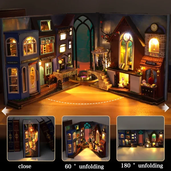 DIY Book Nook Kit: 3D Wooden Puzzle Bookend Shelf Insert for Home Decoration - Image 7