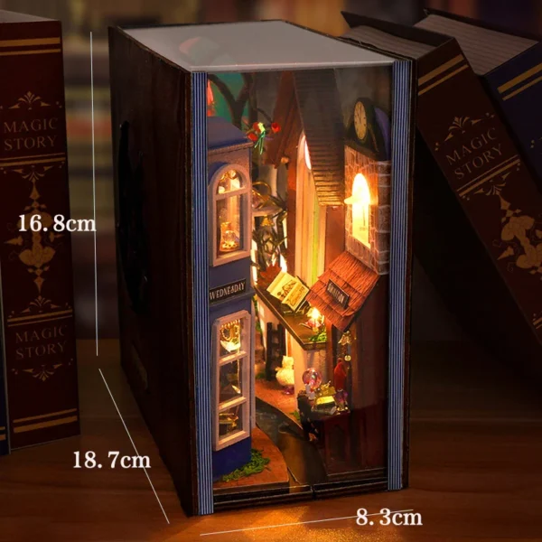 DIY Book Nook Kit: 3D Wooden Puzzle Bookend Shelf Insert for Home Decoration - Image 11
