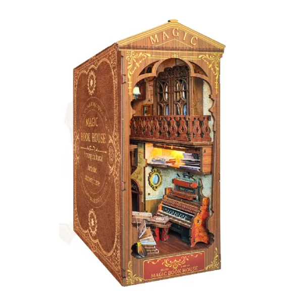 DIY Book Nook: Magic Bookstore Wooden Model Kit with LED for Kids - Image 7