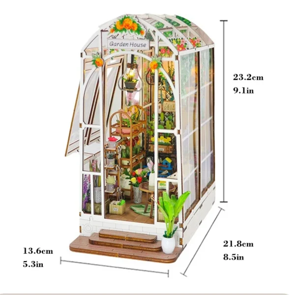 DIY Book Nook: Garden House Wooden Dollhouse with LED Light - Image 6
