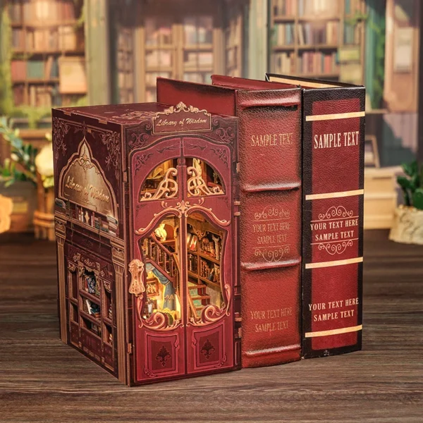 Cutebee DIY Book Nook Kit Miniature Dollhouse with Light Bookshelf Insert - Image 4