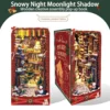 DIY Book Nook: Wooden Christmas Shelf Insert Kit with Light Bookends - Image 3