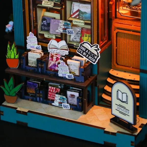 DIY Book Nook Kit 3D Wooden Miniature Model With LED Light - Image 2